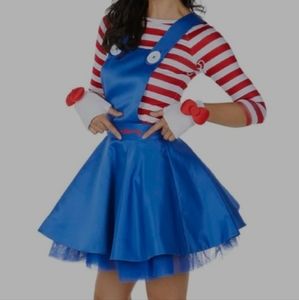 Hello kitty blue overall dress cosplay costume adult size M!!!!! 💙 ❤️ 😺